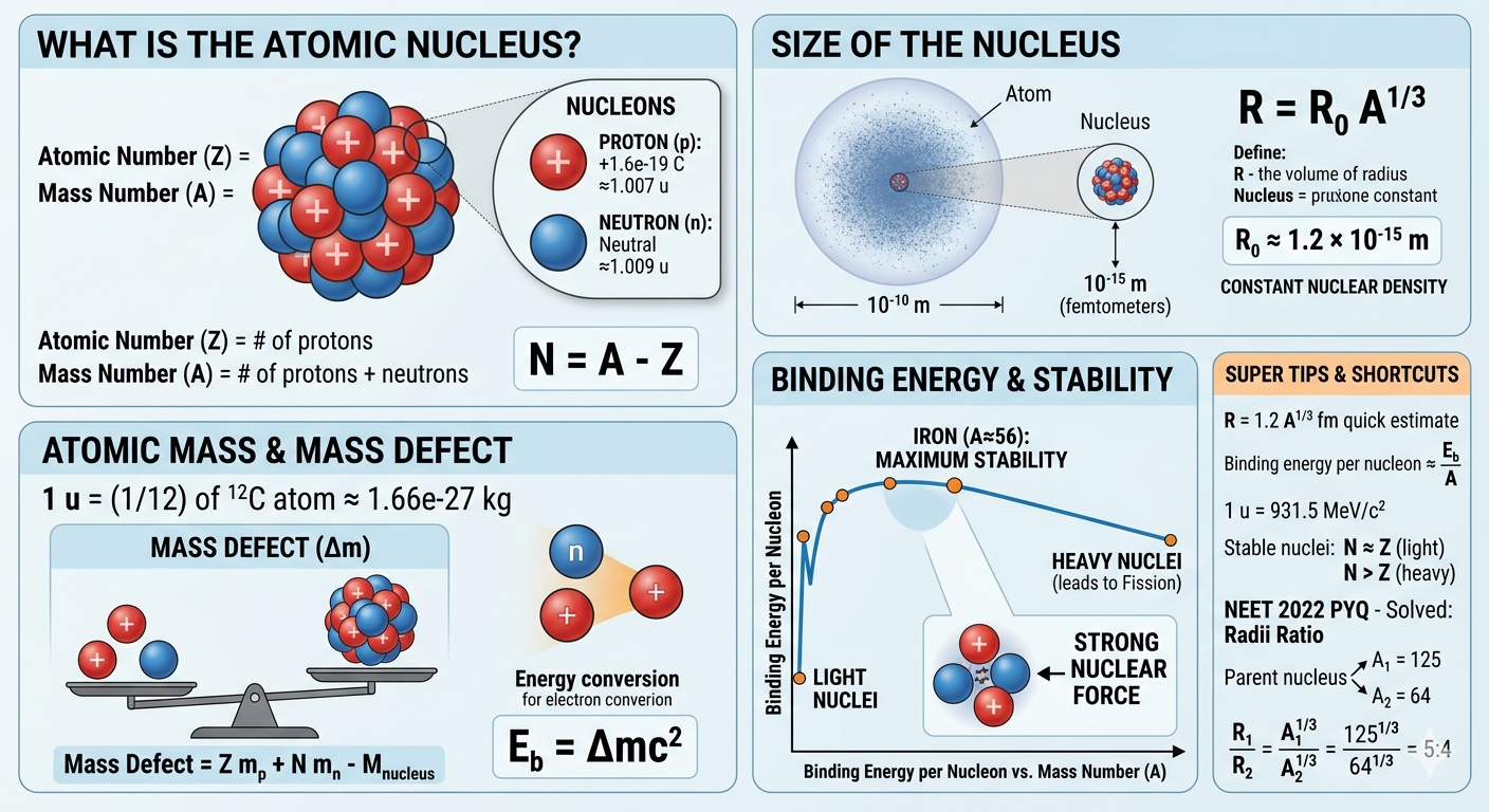 Compsition and Size of Nucleus Illustration