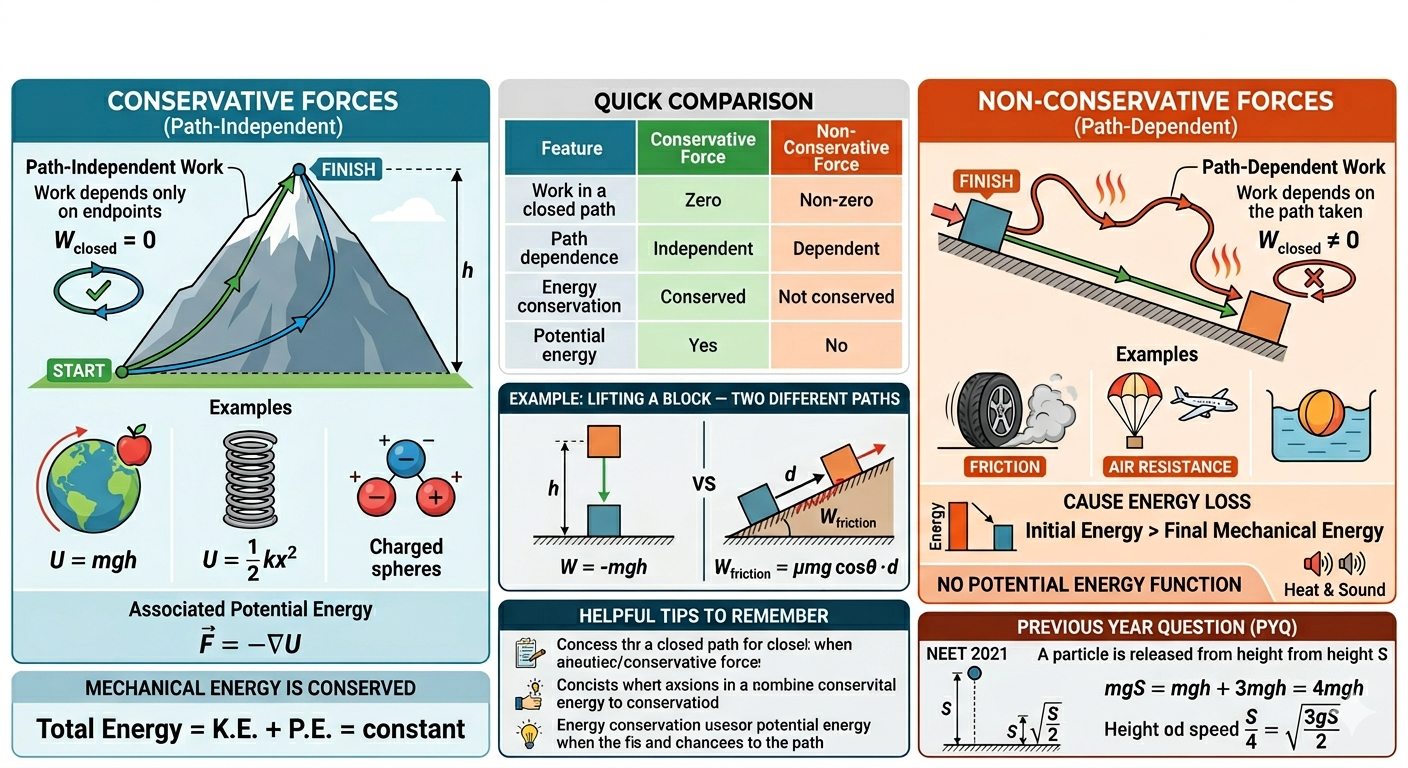 Conservative Non-conservative Forces Illustration